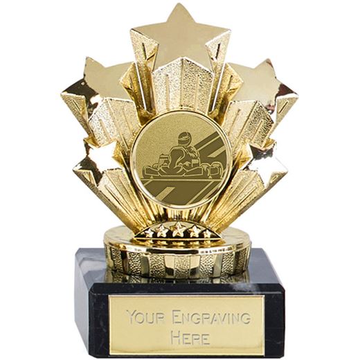 Gold Star Karting Trophy On Marble Base 9.5cm (3.75")